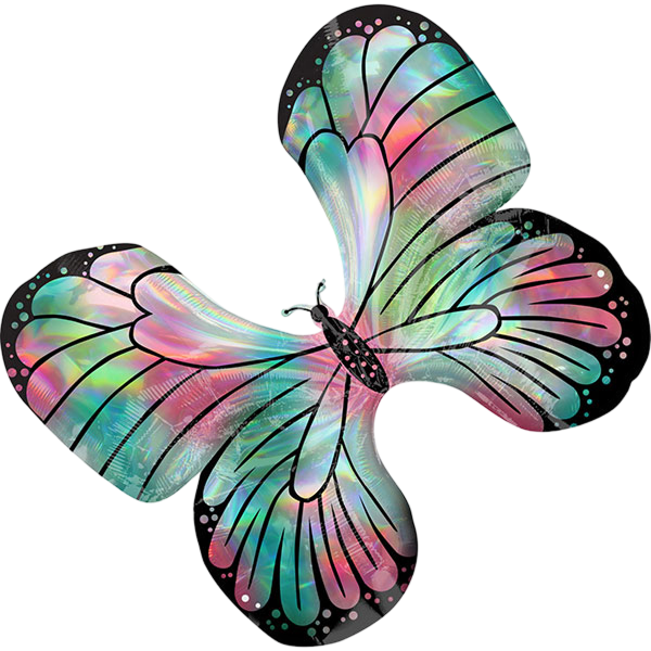 Supershape Holographic Teal&Pink Butterfly